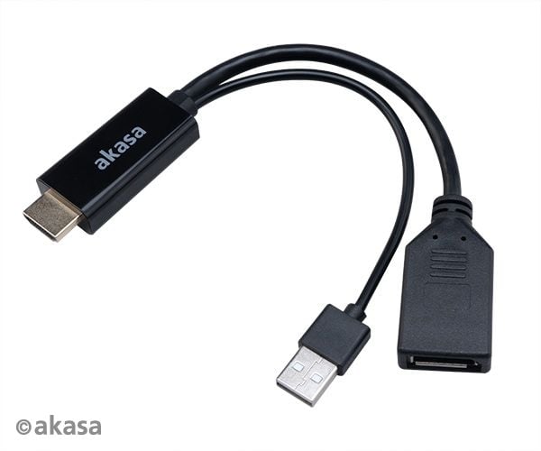 Akasa HDMI zu DisplayPort Adapater Kabel - schwarz - Kabel - Digital/Display/Video, 250 m, HDMI-tyyppi A (vakio), Musta