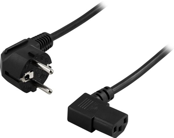 DELTACO - Strömkabel - power CEE 7/7 till power IEC 60320 C13 vinklad - 1.5 m - svart