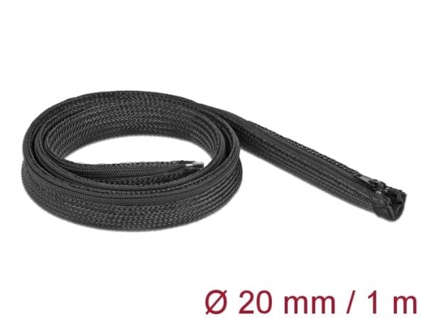 Delock - Flätad ärm - 1 m - svart