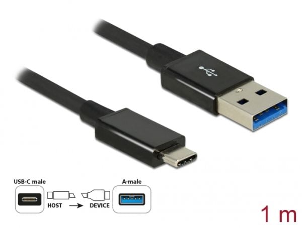 Delock Premium - USB-kabel - USB-type A (hann) til USB-C (hann) - USB 3.1 Gen 2 - 1 m - svart