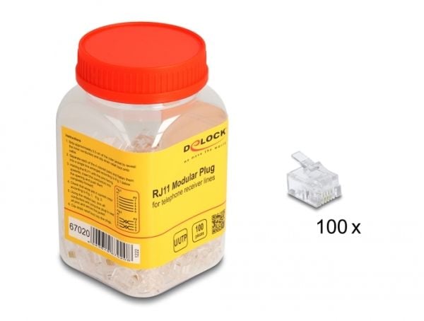 RJ11 modulaarinen pistoke 100 kpl