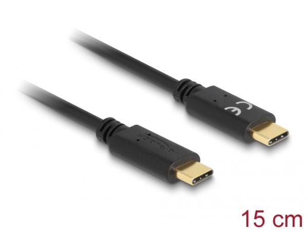 Delock USB Type-C -latauskaapeli 15 cm PD 5 A E-Markkerilla varustettuna