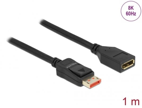 Delock - DisplayPort-forlengelseskabel - DisplayPort (hann) til DisplayPort (hunn) - DisplayPort 1.4 - 1 m - støtte for 8K UHD (7680 x 4320) - svart