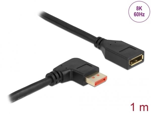 Delock - DisplayPort-forlengelseskabel - DisplayPort (hann) høyrevinklet til DisplayPort (hunn) - DisplayPort 1.4 - 1 m - 8 K 60 Hz (7680 x 4320) s...