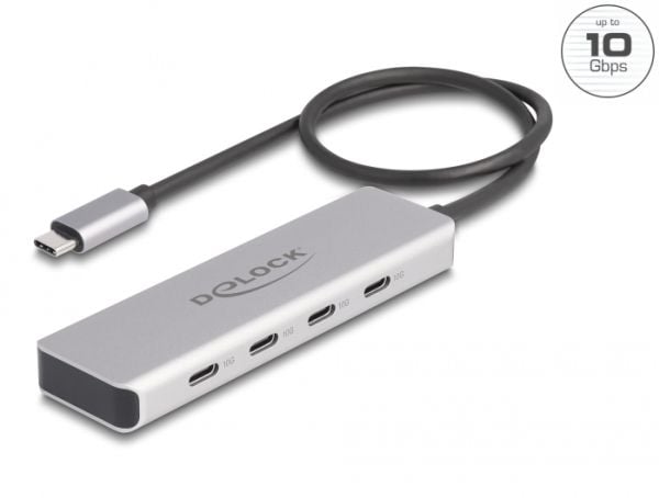 Delock - Hub - 10 Gbps, med 35 cm tilkoblingskabel - 4 x USB-C - stasjonær