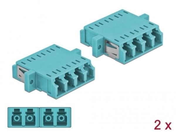 Delock - Verkkoliitin - LC multimode (naaras) - LC multimode (naaras) - valokuitu - OM3 - vaaleansininen (2 kpl)
