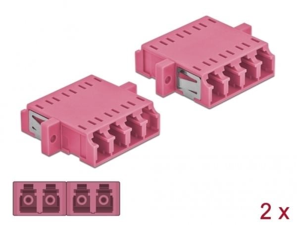 Delock - Nettverkkopler - LC multimodus (hunn) til LC multimodus (hunn) - fiberoptisk - OM4 - purpur (en pakke 2)