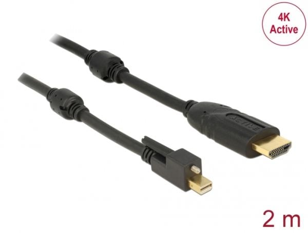 Delock - Adapterkabel - Mini DisplayPort hann til HDMI hann - 2 m - svart - 4K-støtte