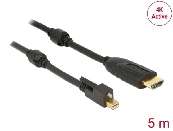 Delock - Adapterkabel - Mini DisplayPort hann til HDMI hann - 5 m - svart - 4K-støtte