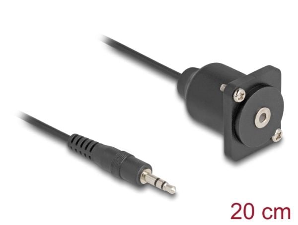 Delock D-type kabel 3,5 mm 3 pin jack plugg til stikkontakt svart 20 cm