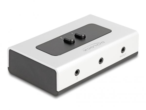 Delock 180° Rotatable Adapter - Audioadapter - minijakkstereo 3,5 mm 4-pols hunn til minijakkstereo 3,5 mm 4-pols hunn - grå/svart