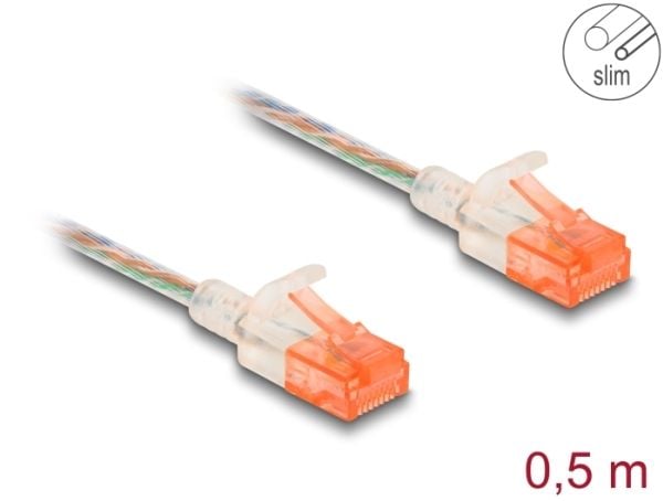 DeLOCK 80352, 0,5 m, Cat6a, U/UTP (UTP), RJ-45, RJ-45, Läpinäkyvä