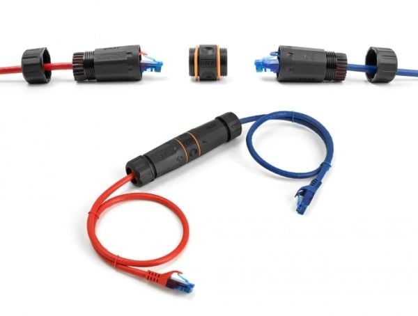 Delock - Nettverkkopler - RJ-45 (hunn) til RJ-45 (hunn) - STP - CAT 6a - svart, rød