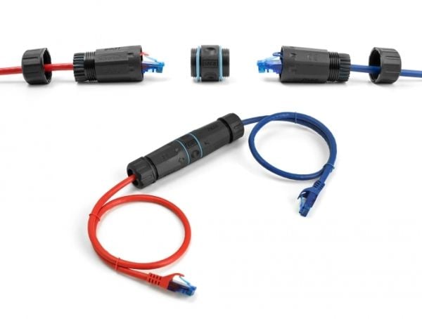 Delock - Nettverkkopler - RJ-45 (hunn) til RJ-45 (hunn) - STP - CAT 6a - svart, blå