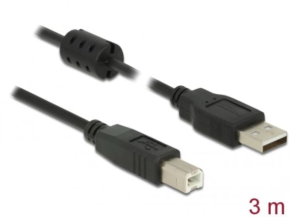 Delock - USB-kabel - USB (hann) til USB-type B (hann) - USB 2.0 - 3 m - svart