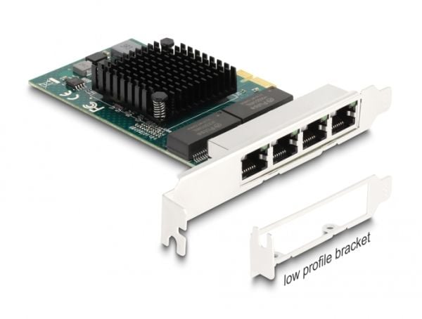 Delock - Nettverksadapter - PCIe lav profil - Gigabit Ethernet x 4