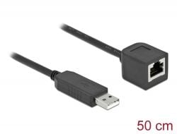 Delock - Seriell adapter - USB (hann) til RJ-45 (hunn) - 50 cm - USB / USB 2.0 / EIA-232 - svart