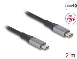Delock USB 40 Gbps kaapeli USB Type-C uros uros PD 3.1 240 W E-Marker 2 m harmaa metallia
