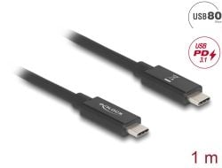 Delock - USB-kabel - USB-C (hann) til USB-C (hann) - Thunderbolt 4 - 48 V - 5 A - opp til 240 W strømforsyningsstøtte, støtte for Power Delivery 3,...