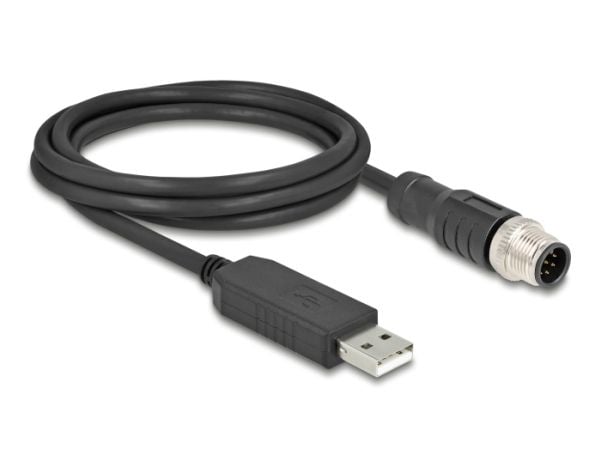 DeLOCK 64257, 1.8 m, M12, USB 2.0 Type-A, Hanstik, Lajittelu, Polyvinyylikloridi (PVC)