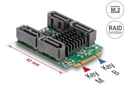 Delock converter M.2 Key B+M-kontakt til 4 x SATA-kontakt med RAID og HyperDuo