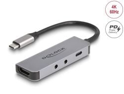Delock USB Type-C-adapter til HDMI 4K 60 Hz og hodesett- og mikrofontilkobling + USB Type-C PD 95 W