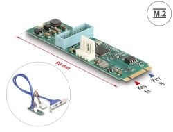 Delock-konverter M.2 Key B+M hann til 2 x USB 5 Gbps Type-A hunn med 50 cm kabel
