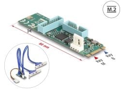 Delock-konverter M.2 Key B+M hann til 4 x USB 5 Gbps Type-A hunn med 50 cm kabel