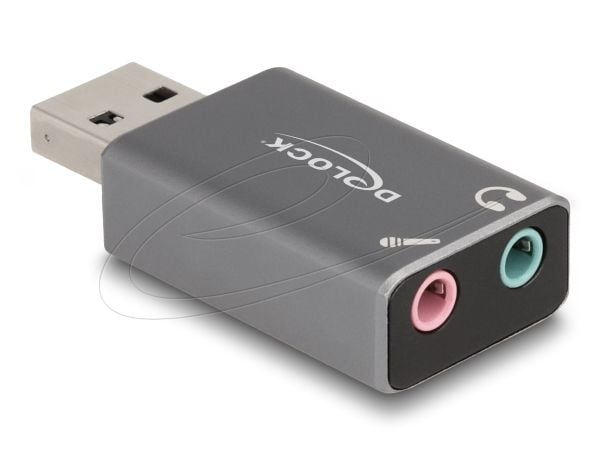 DeLOCK 66633, USB 2.0 Type-A, 3.5 mm 3 pin,, Harmaa