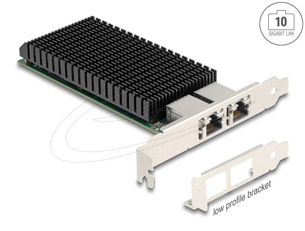 Delock - Nettverksadapter - PCIe 2.0 x8 lav profil - 10M/100M/1G/2.5G/5G/10 Gigabit Ethernet x 2