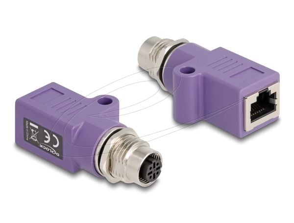 Delock - Nettverksadapter - 4 pin M12-D (hunn) gjenget til RJ-45 (hunn) - STP - CAT 5e - D-coded - fiolett