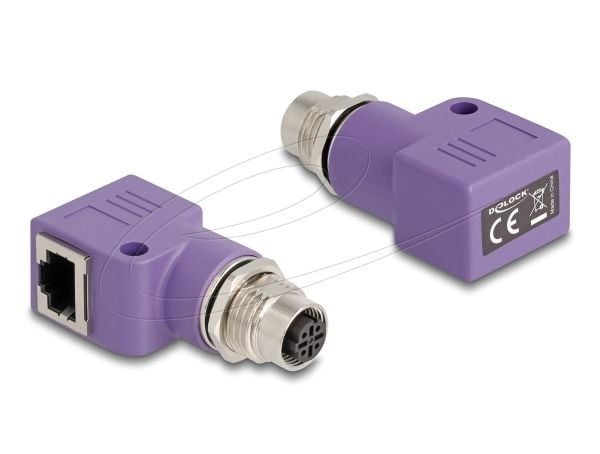 Delock - Nettverksadapter - 4 pin M12-D (hunn) gjenget til RJ-45 (hunn) vinklet - STP - CAT 5e - D-coded - fiolett