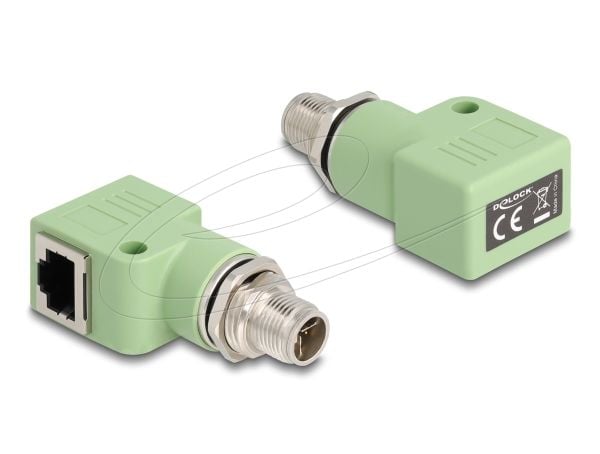 Delock - Nettverksadapter - 8 pin M12-X (hann) gjenget til RJ-45 (hunn) vinklet - STP - CAT 5e - X-coded - grønn