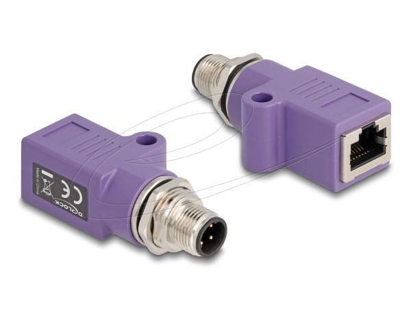 Delock - Nettverksadapter - 4 pin M12-D (hann) gjenget til RJ-45 (hunn) - STP - CAT 5e - D-coded - fiolett