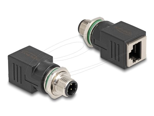 Delock - Nettverksadapter - 4-pins M12 (hann) til RJ-45 (hunn) rett - CAT 5e - IP67 - svart