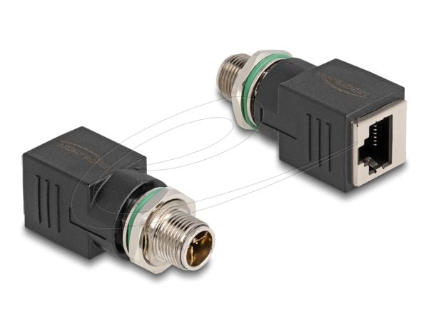 Delock - Nettverksadapter - 8-pins M12 (hann) til RJ-45 (hunn) - CAT 6a - svart