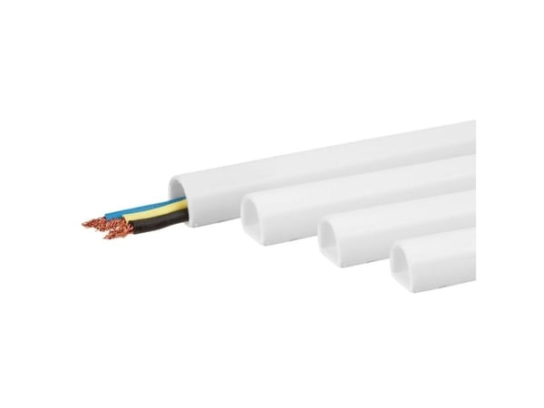 Myk plastkabelbeskyttelse 7,0 mm hvit m/teip 1 m 4 stk