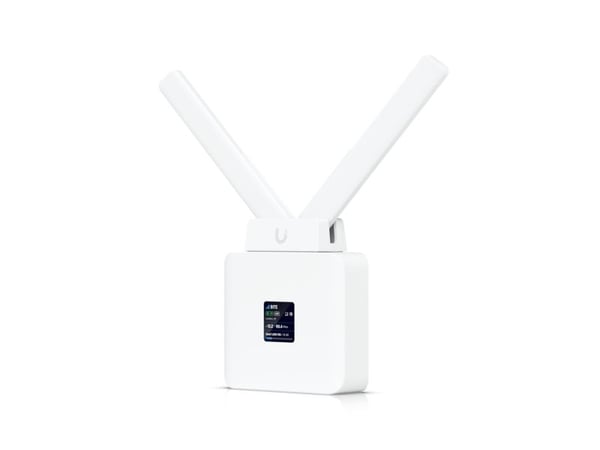 Ubiquiti UMR, Mobilnettverksruter, Hvit, Polykarbonat (PC), DIN-skinne/veggmontering, LCM, 3,3 cm (1.3")