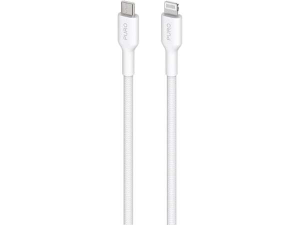 PURO PUCAPLTUSBCFABK4WHI, 1,2 m, USB C, Lightning, Hankjønn, Hankjønn, Hvit