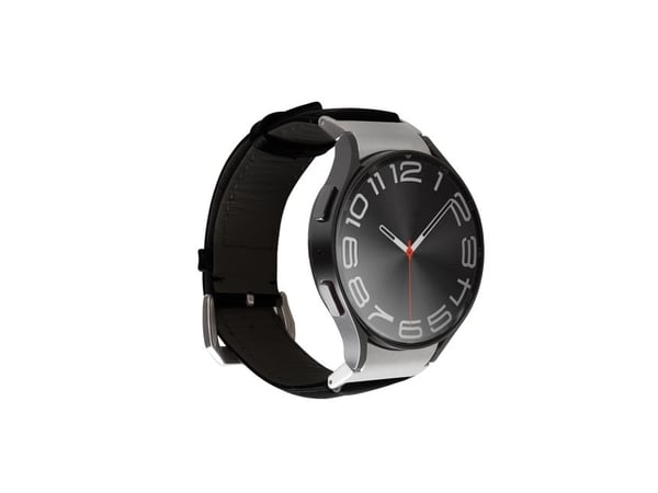 PURO PUGW6CLASSICBLK, Klokkereim, Samsung, Galaxy Watch 4 / Watch 4 Classic / Watch 5 / Watch 5 Pro / Watch 6 / Watch 6 Classic, Lær, Metall, Sølv