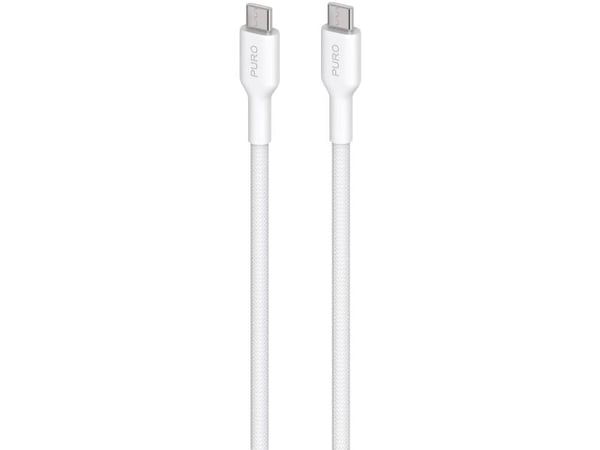 Puro PURO Fabric USB-kaapeli - Raskas punottu USB-C USB-C-kaapeli 1.2m (valkoinen)