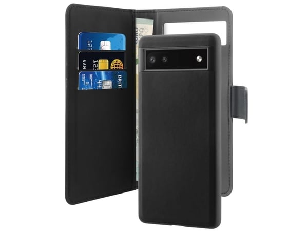 Google Pixel 6a lommebok med avtakbart deksel, svart