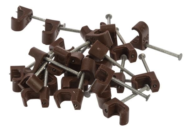 Cable clips 3x5mm, Brown, 25 pcs Cable clips 3x5mm, Brown, 25 pcs