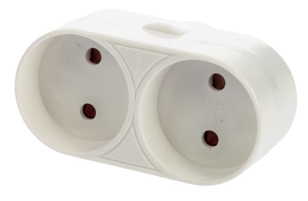 2-way socket w/o earth, White