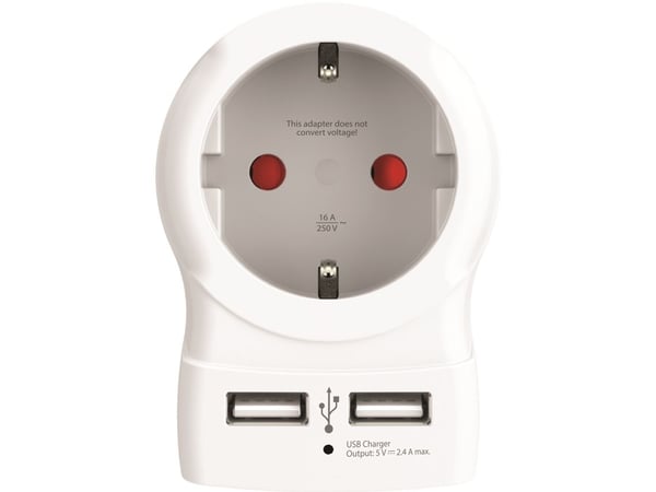 Skross 1500282 sovitin pistorasia USB:llä Valkoinen (1500282)