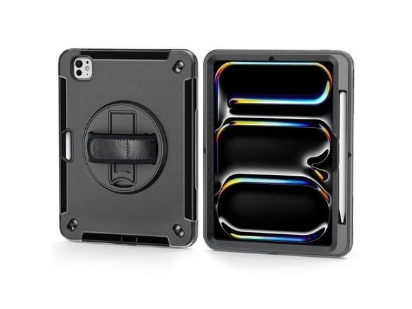 4smarts GRIP - Beskyttelsesboks for nettbrett - robust - polykarbonat, termoplast-polyuretan (TPU), gummi - svart - for Apple 11-inch iPad Pro (M4)