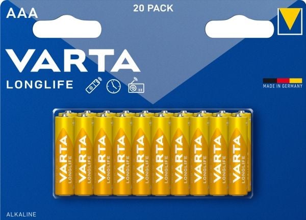 Varta Longlife Extra AAA, Engangsbatteri, Alkalinsk, 1,5 V, 1100 mAh, 10 g, LR03, AAA