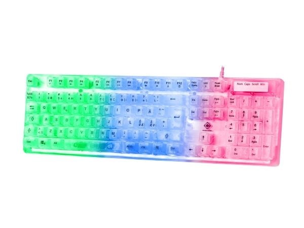 DK250 membrantastatur i gjennomsiktig design, Rainbow LED