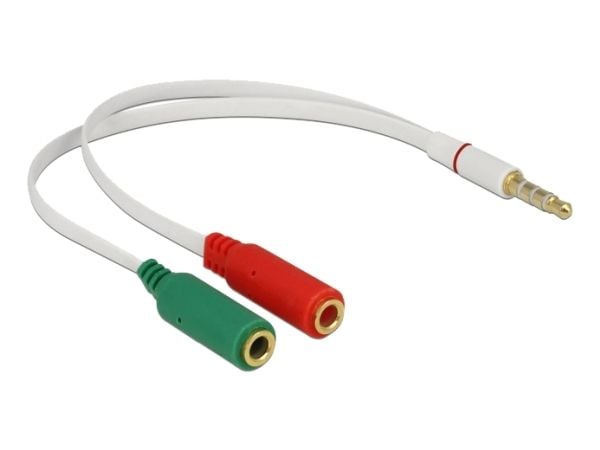 DeLOCK - Lydkabel - stereo mini jack (hun) til stereo mini jack (hann) - 20 cm - hvit
