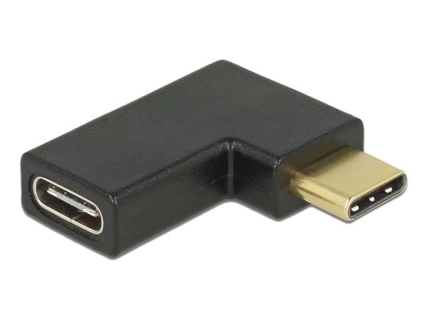 DeLOCK - USB-sovitin - USB-C (uros) - USB-C (naaras) vasen kulma - USB 3.1 Gen 2 - musta